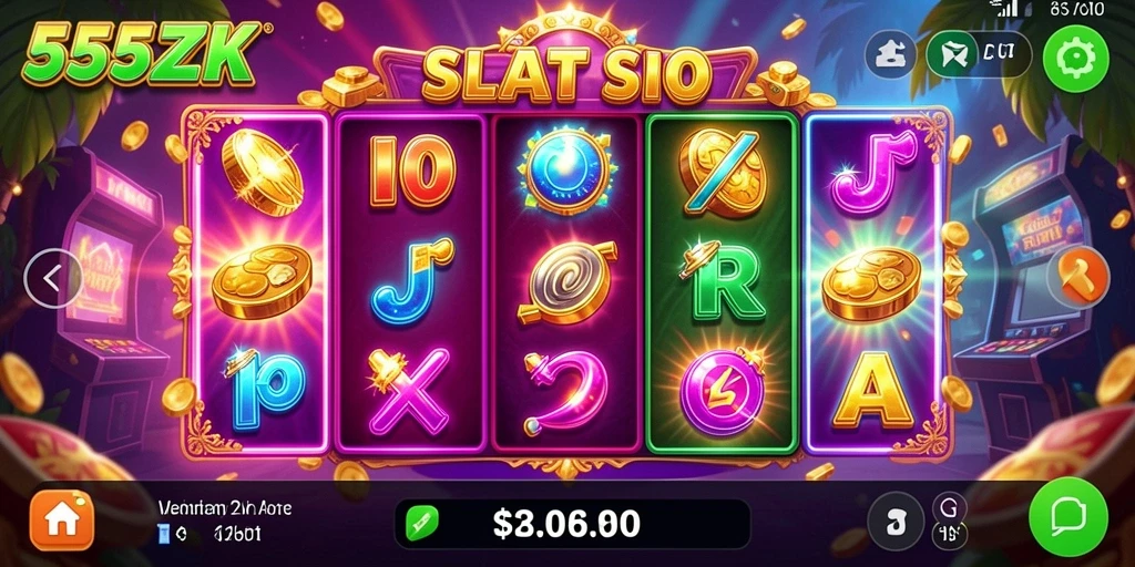 Tampilan menarik dari gameplay Slot 555ZK yang seru.