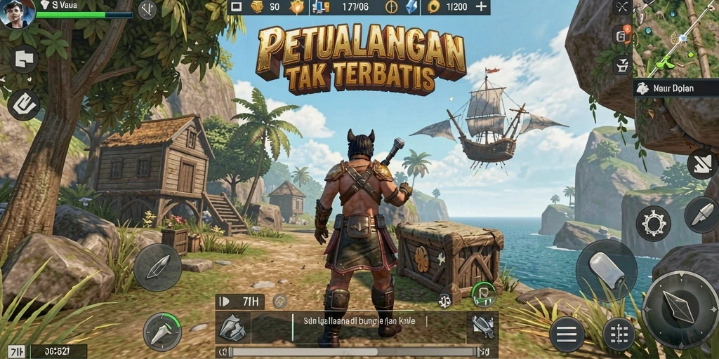 Tangkapan layar menunjukkan aksi seru dalam petualangan Open World.