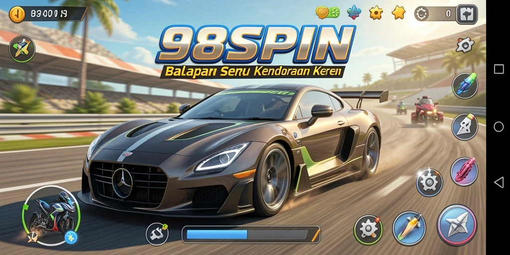 Tampilan gameplay Racing 98SPIN yang mendebarkan.