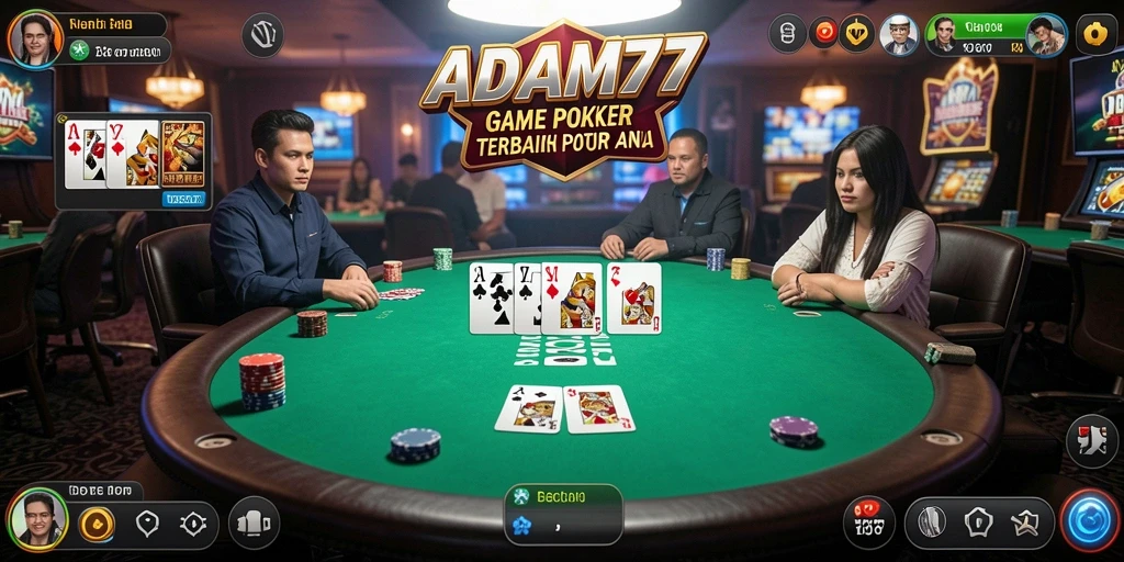 Tampilan gameplay seru di ADAM77 dengan aksi Poker yang mendebarkan.
