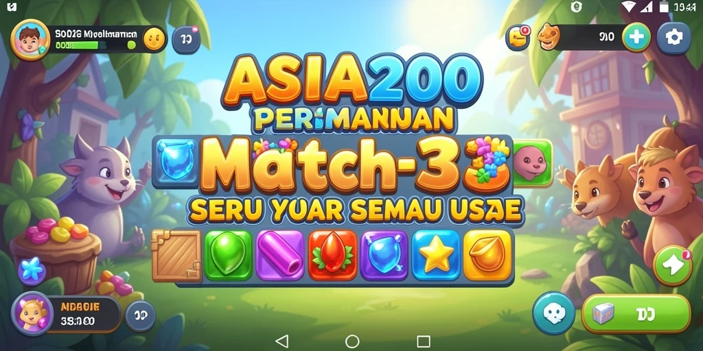 Tangkapan layar utama ASIA200 menampilkan gameplay Match-3 yang menarik.