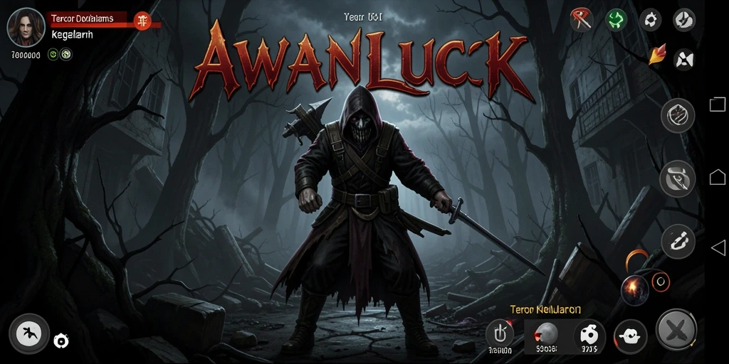 Tampak gameplay menakutkan di AWANLUCK dengan kegelapan dan monster.