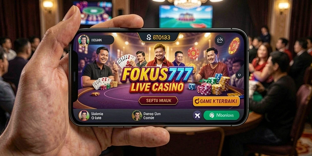 Tampilan gameplay FOKUS777 dengan dealer langsung di kasino.
