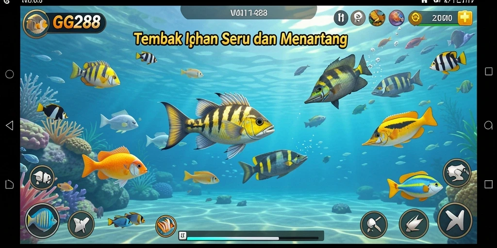 Screenshot gameplay GG288 yang menunjukkan serunya menangkap ikan.