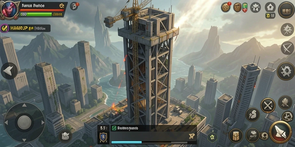 Tampilan gameplay mendebarkan dalam <strong>HARAPJP</strong> dengan menara yang berusaha menghentikan gelombang musuh.