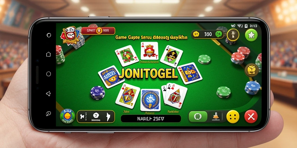 Screenshot menampilkan gameplay menarik JONITOGEL dengan kartu Gaple.