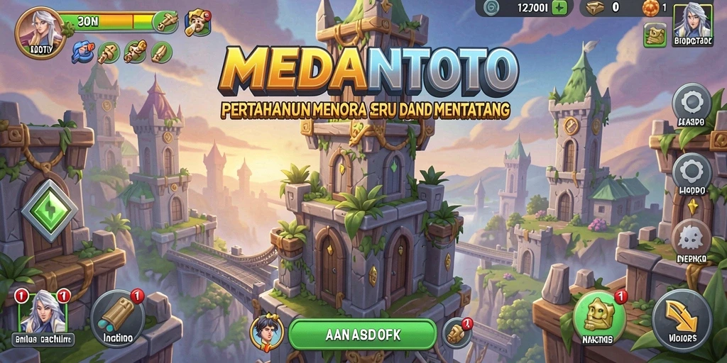 Tampilan gameplay menegangkan dalam MEDANTOTO dengan pertahanan tower yang strategis.