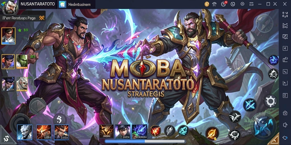 Screenshot gameplay NUSANTARATOTO menampilkan aksi seru di arena tempur MOBA.