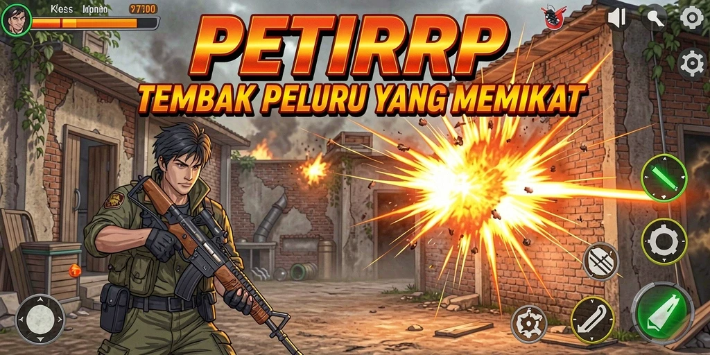 Tampilan gameplay seru dari PETIRRP dengan aksi menembak yang mendebarkan.