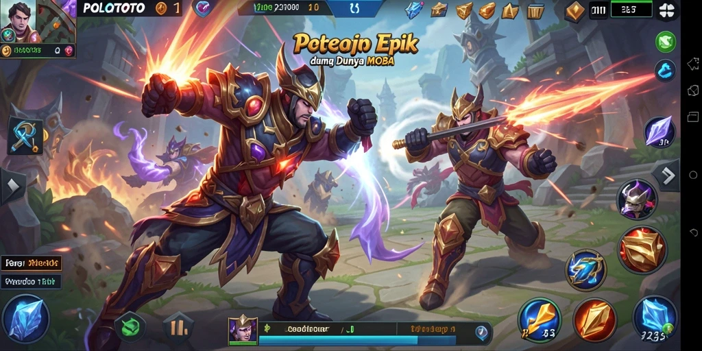 Tampilan seru gameplay MOBA di POLOTOTO dengan pertempuran epik.