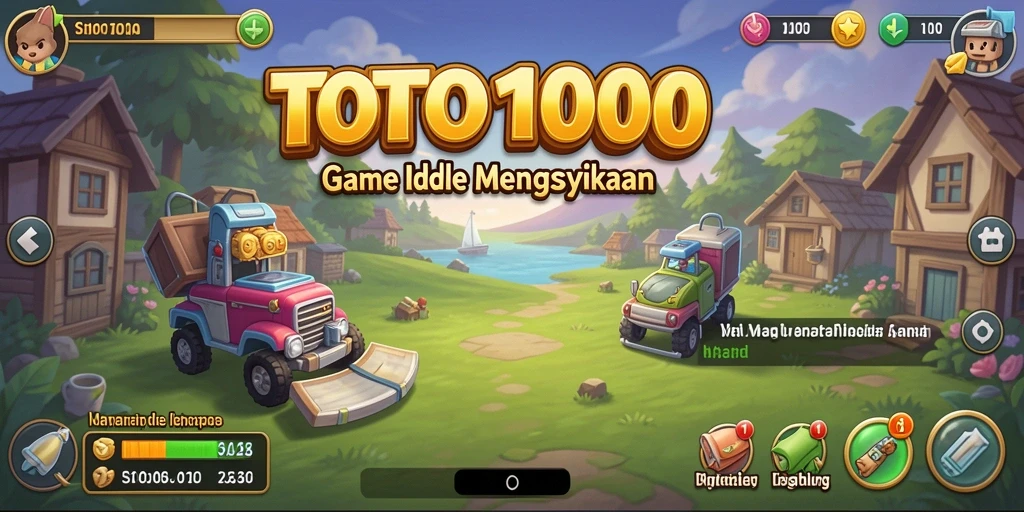 Tampilan gameplay TOTO1000 dengan karakter yang aktif dan sumber daya yang berkembang.